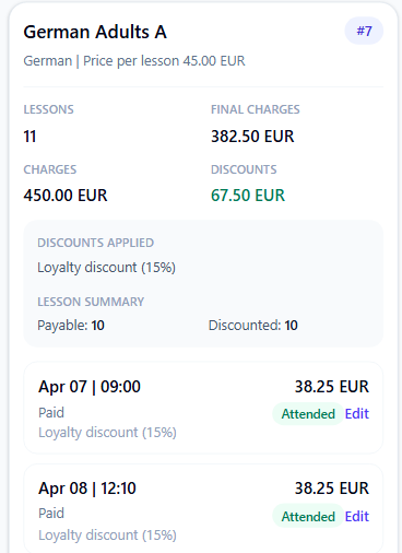Mobile pricing and discounts applied to invoice lines