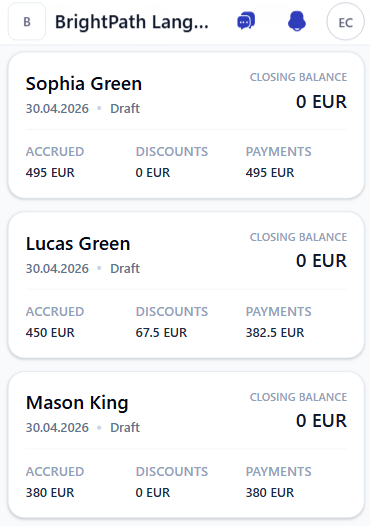 Mobile student finance and invoices workflow