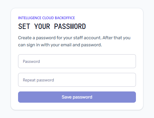 Set your password screen for a newly invited teacher account
